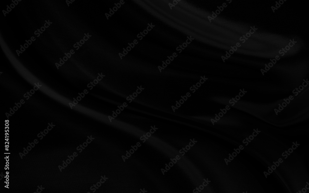 Black gray satin dark fabric texture luxurious shiny that is abstract silk cloth background with patterns soft waves blur beautiful.