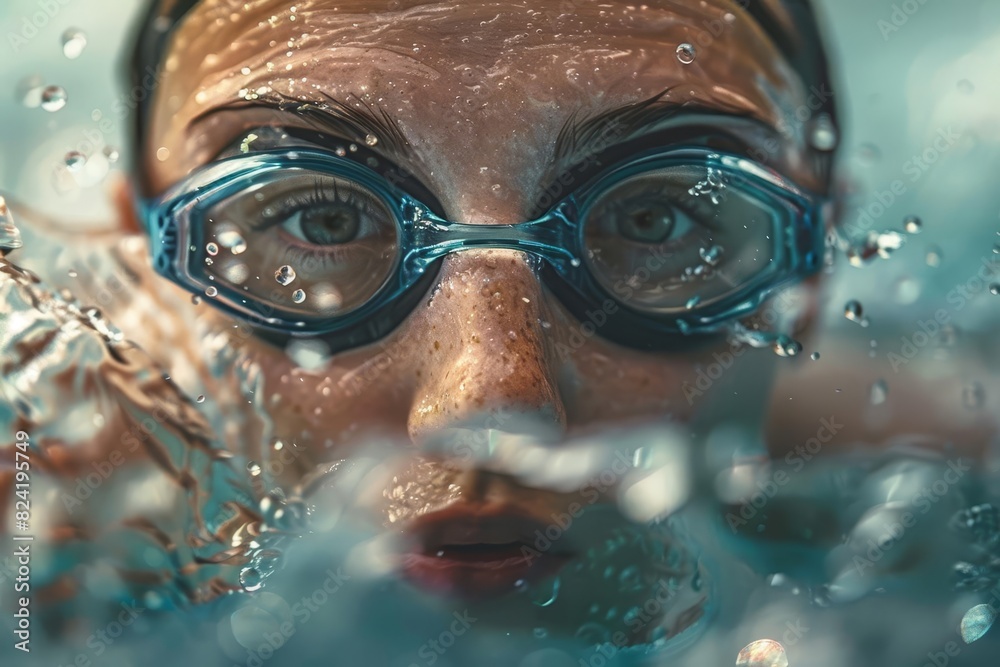 intense closeup of female swimmer competing showcasing skill and determination sports action shot