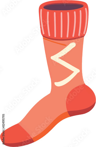 Red sock isolated on a white background. illustration in cartoon style.