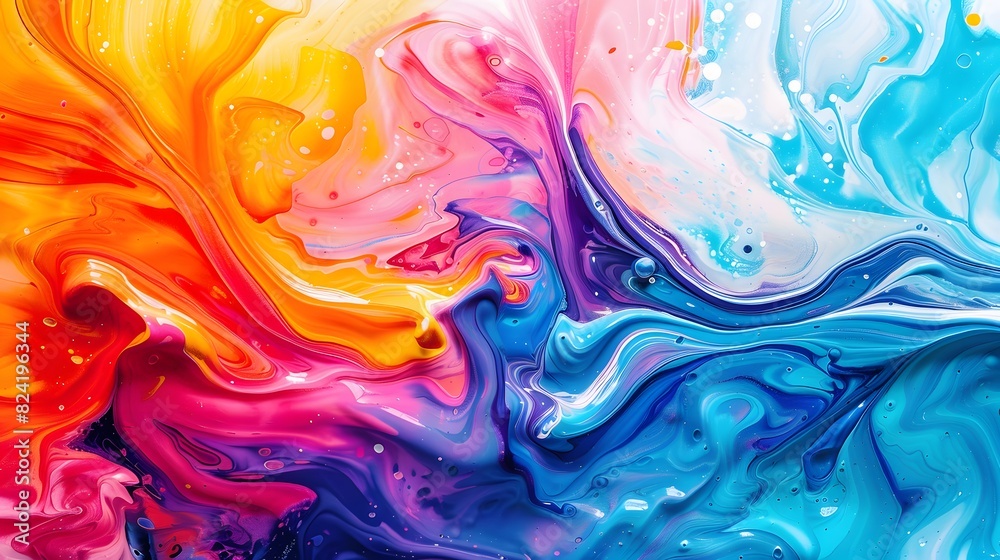 Fototapeta premium paint splashing in vibrant colors and liquid motion