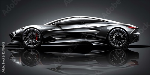 Contemporary Car Illustration on Dark Background. Concept Car Illustration  Contemporary Design  Dark Background  Modern Art  Vehicle Art