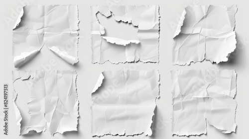 set of torn white sheets of paper generative ai photo