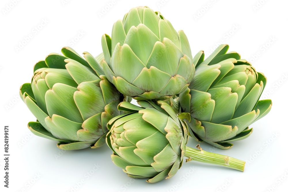 Fototapeta premium Fresh Artichokes isolated on white background