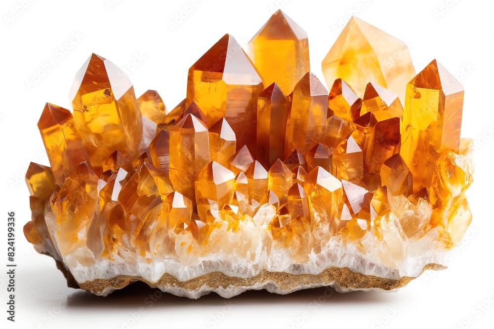 Citrine geode close up. Stone crystals isolated on white background Citrine geode close up. Stone crystals isolated on white background