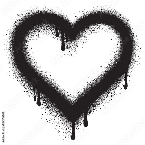 Spray graffiti heart symbol isolated on White background.