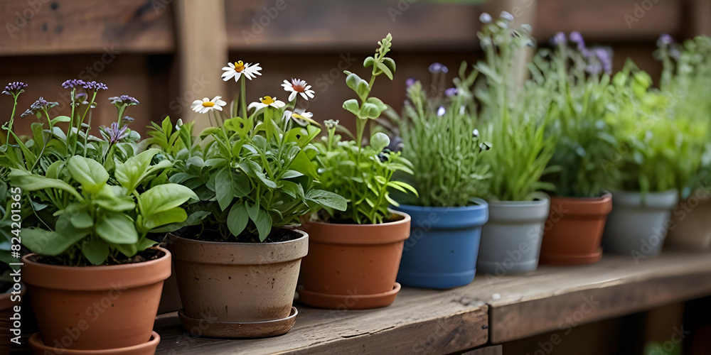 flowers in pots on the table flowers in pots on the table