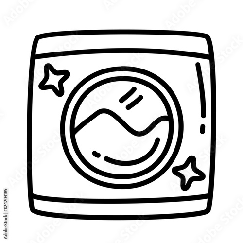 washing machine of laundry and clean service doodle icons