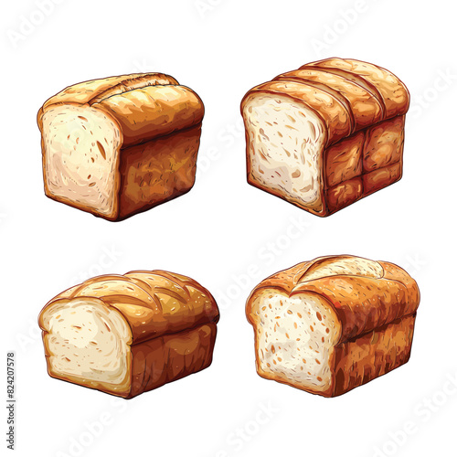 vector collection of bread isolated