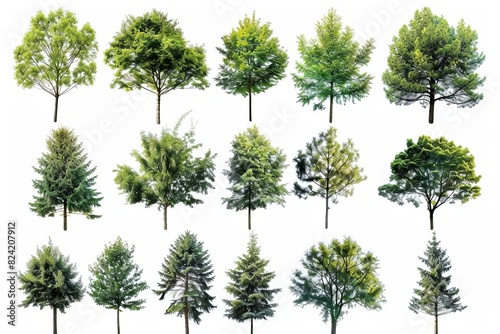 isolated trees collection on white background tree objects for graphic design