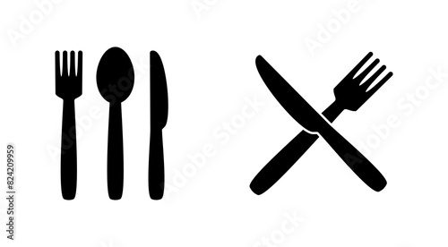 spoon and fork icon set. spoon, fork and knife icon vector. restaurant icon