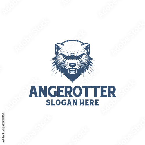 Anger otter logo vector illustration