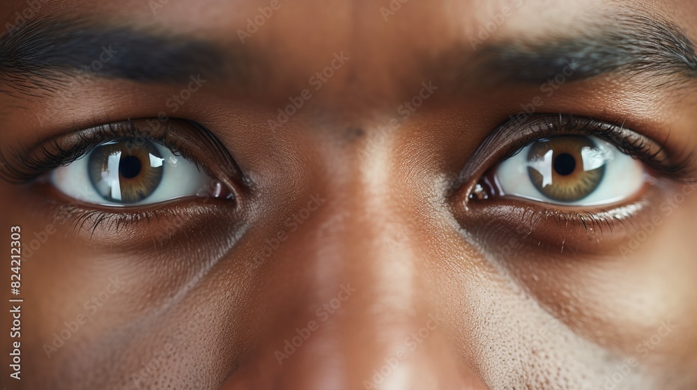 A man with brown eyes and a black nose A man with brown eyes and a black nose
