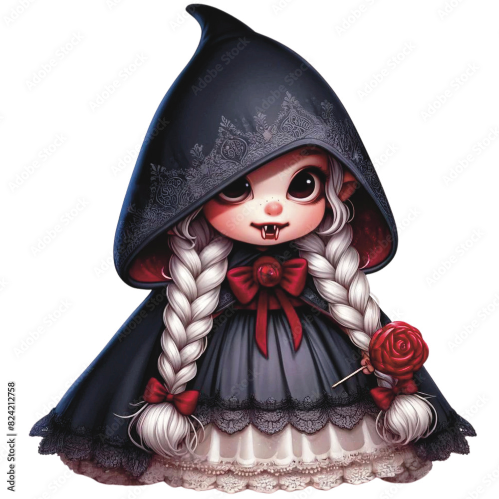 Obraz premium Vampires on Transparent Background, cur watercolor Vampire for Halloween, Vampire PNG file, Cute Funny halloween vampire, dracula