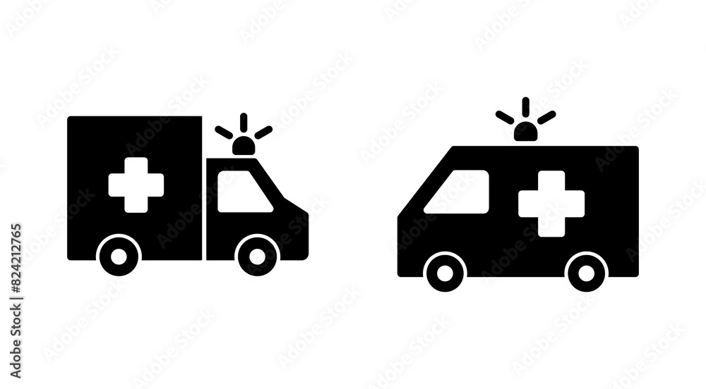 Ambulance icon set. ambulance truck icon vector. ambulance car Ambulance icon set. ambulance truck icon vector. ambulance car
