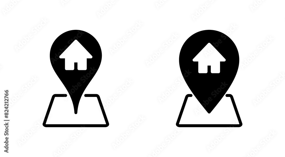 Address icon set. home location icon vector Address icon set. home location icon vector