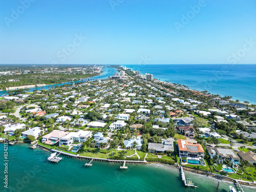 Homes along the intracoastal waterway at Jupiter Inlet in Palm Beach County, Florida photo