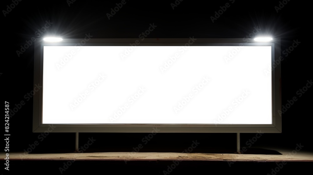 A billboard with a white background and two lights on top A billboard with a white background and two lights on top