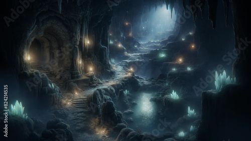Mystical Crystal Cave: Enchanted Underground Realm © TAIYU