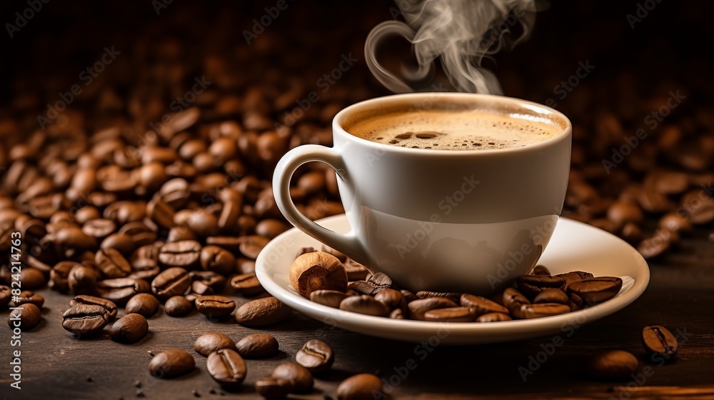 Concept of warmth and comfort, as the coffee cup is a symbol of relaxation Concept of warmth and comfort, as the coffee cup is a symbol of relaxation