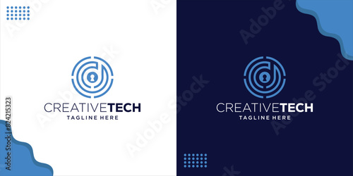 Creative Initial D Letter Logo Cyber Eye and Keyhole, Design Inspiration, Illustration, Vector