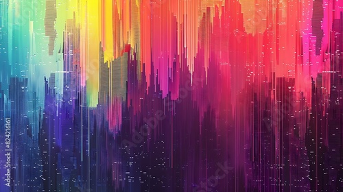 Fototapeta Naklejka Na Ścianę i Meble -  Digital LGPTQ pride abstract background wallpaper with glitch effects and pixelated rainbow colors