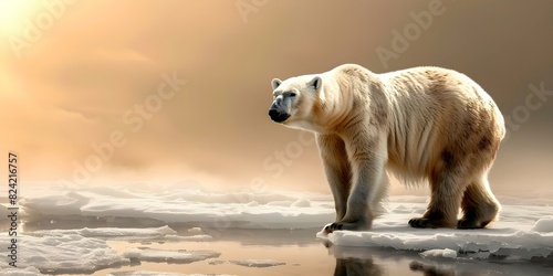 A majestic polar bear standing on an icy landscape gazing into distance. Concept Wildlife Photography  Majestic Animals  Arctic Landscapes  Nature Portraits  Arctic Wildlife