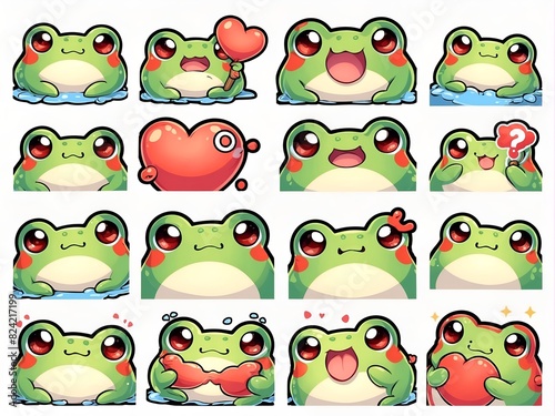 Kawaii Frog Emoji Emoticon Sticker Pack2 photo