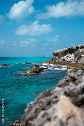 coast of the caribbean sea at isla mujeres mexico