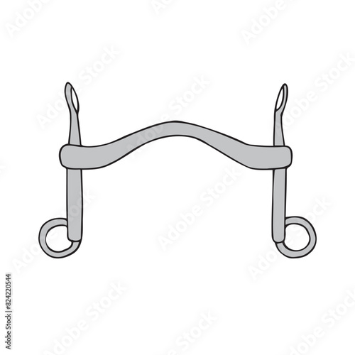 Vector hand drawn doodle sketch horse equestrian bit isolated on white background