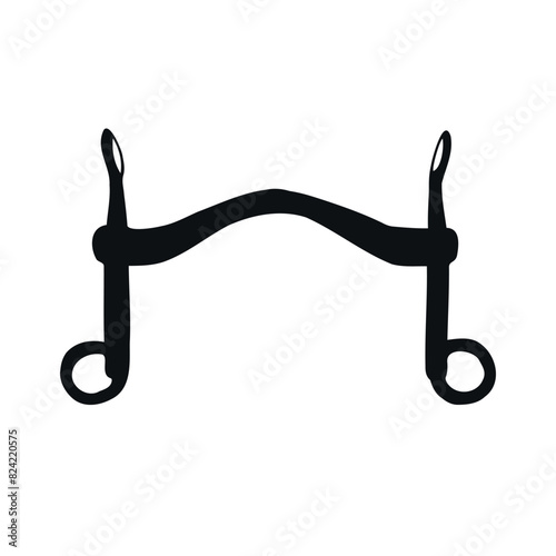 Vector hand drawn doodle sketch horse equestrian bit silhouette isolated on white background