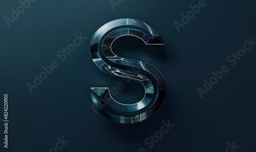 s capital futuristic letter with neon colors and black background
