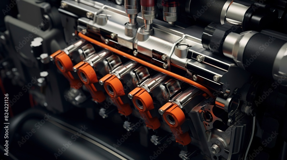 Fototapeta premium A photo of a modern car fuel injection system