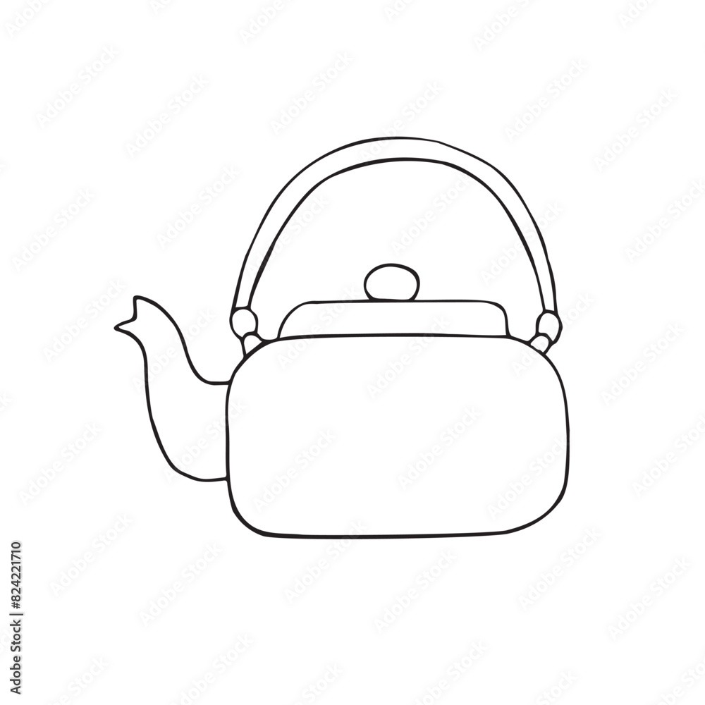 Vector hand drawn doodle sketch outline kettle isolated on white background Vector hand drawn doodle sketch outline kettle isolated on white background