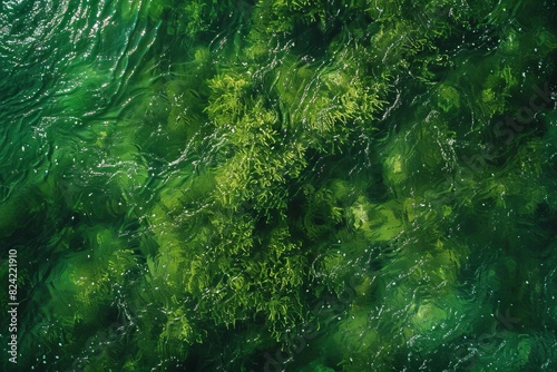 Top view of green underwater algae - for backgrounds and textures