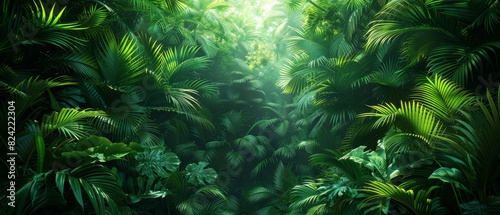 Background Tropical. Amidst the dense foliage, the rainforest's layers of green and bursts of color paint a visually stunning landscape, evoking feelings of both calmness and inspiration.