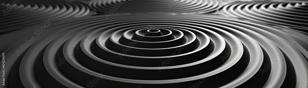 Black and white concentric circles. Abstract 3D rendering. Black and white concentric circles. Abstract 3D rendering.
