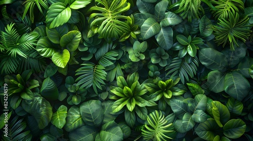 Background Tropical. Enveloped by lush foliage, the rainforest's vibrant greens and occasional bursts of color form a breathtaking natural palette, simultaneously calming and energizing. photo