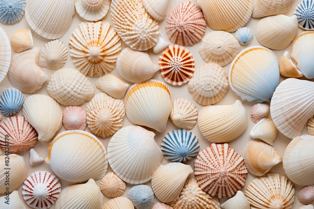 A collection of seashells of various sizes and colors A collection of seashells of various sizes and colors