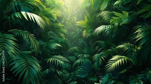 Background Tropical. The lush rainforest foliage  with vibrant greens and occasional bursts of color  creates a breathtaking natural palette  soothing and invigorating.