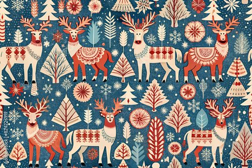 seamless scandinavian reindeer pattern