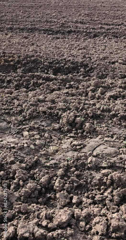 plowed soil in cloudy weather, part of a field with plowed soil during agricultural activity plowed soil in cloudy weather, part of a field with plowed soil during agricultural activity
