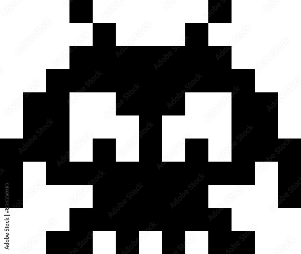 Pixel game monster, alien or UFO character Pixel game monster, alien or UFO character