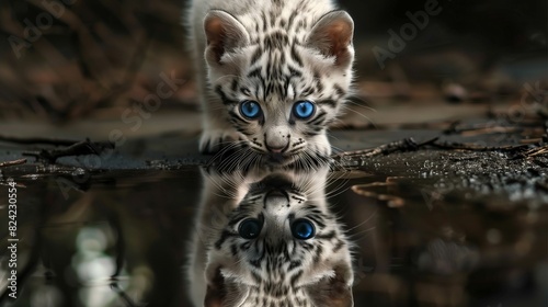 a small white kitten with striking blue eyes walking towards the viewer