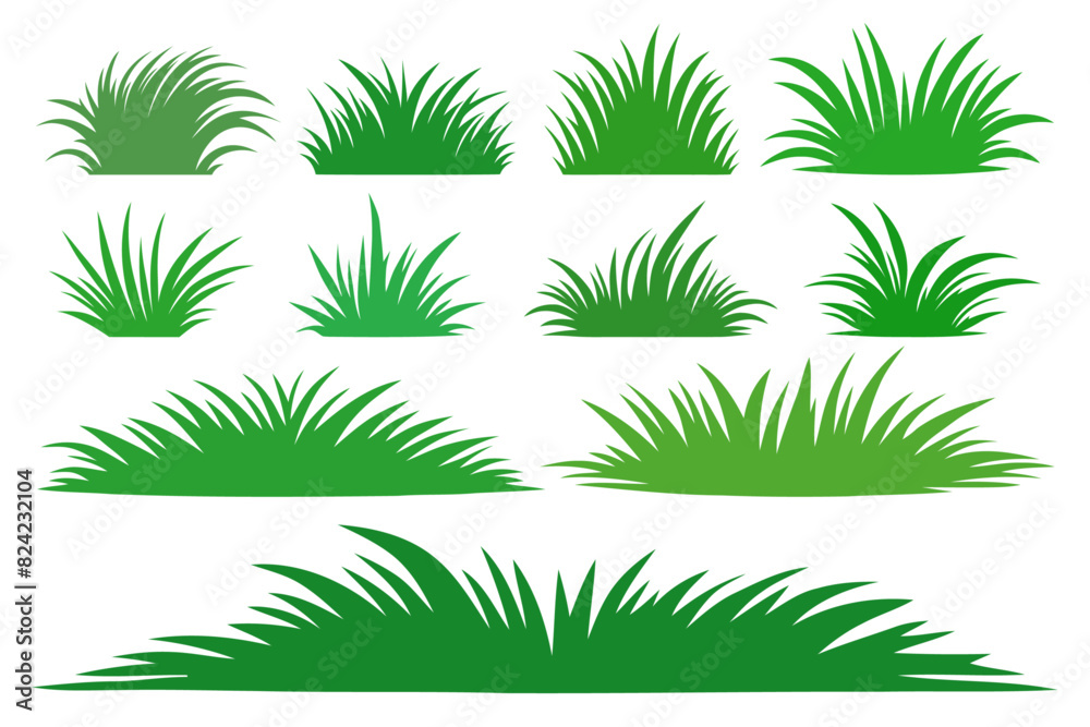 Set of vector green grass.