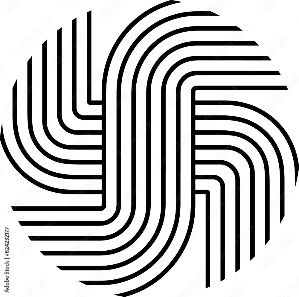 Circular stripy zen shape with lines Circular stripy zen shape with lines