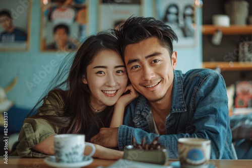 Young couples chatting and drinking beverages