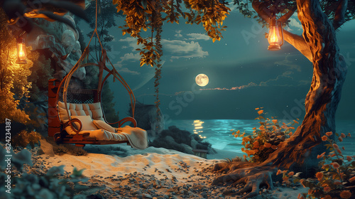 peaceful place to relax with a full moon