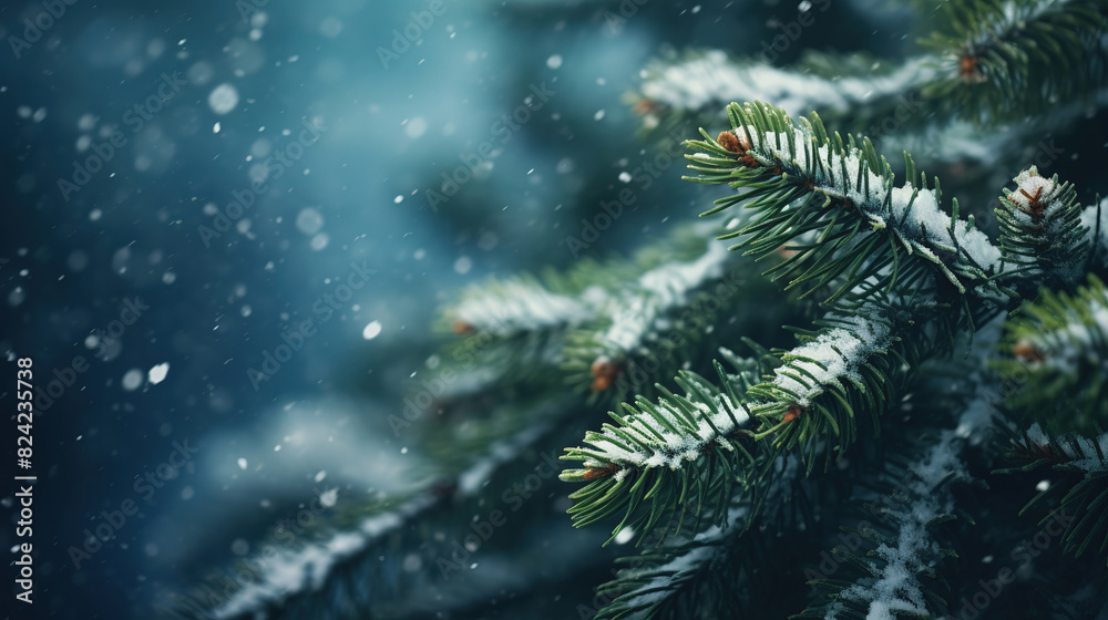 Snowy Fir Tree Branches in Winter Wonderland Snowy Fir Tree Branches in Winter Wonderland