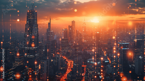 AI-Powered Metropolises - Futuristic cities with AI elements integrated everywhere. © Wasin Arsasoi