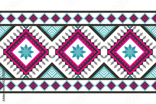 Geometric ethnic oriental traditional art pattern. Figure tribal embroidery style. Design for background wallpaper clothing wrapping fabric element  vector illustration